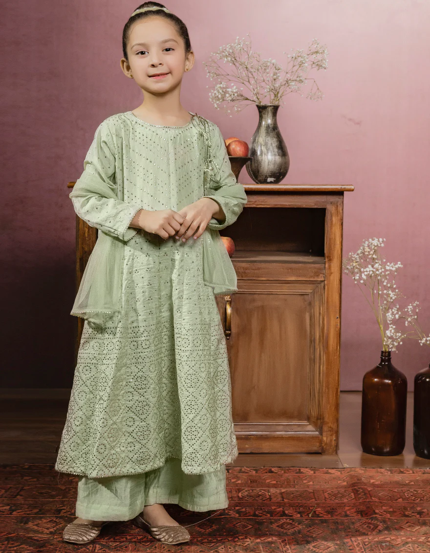 MINT GREEN RAW SILK 3PC STITCHED | JGK-W-JWK-US-22-5010 FB/DRIZZLE