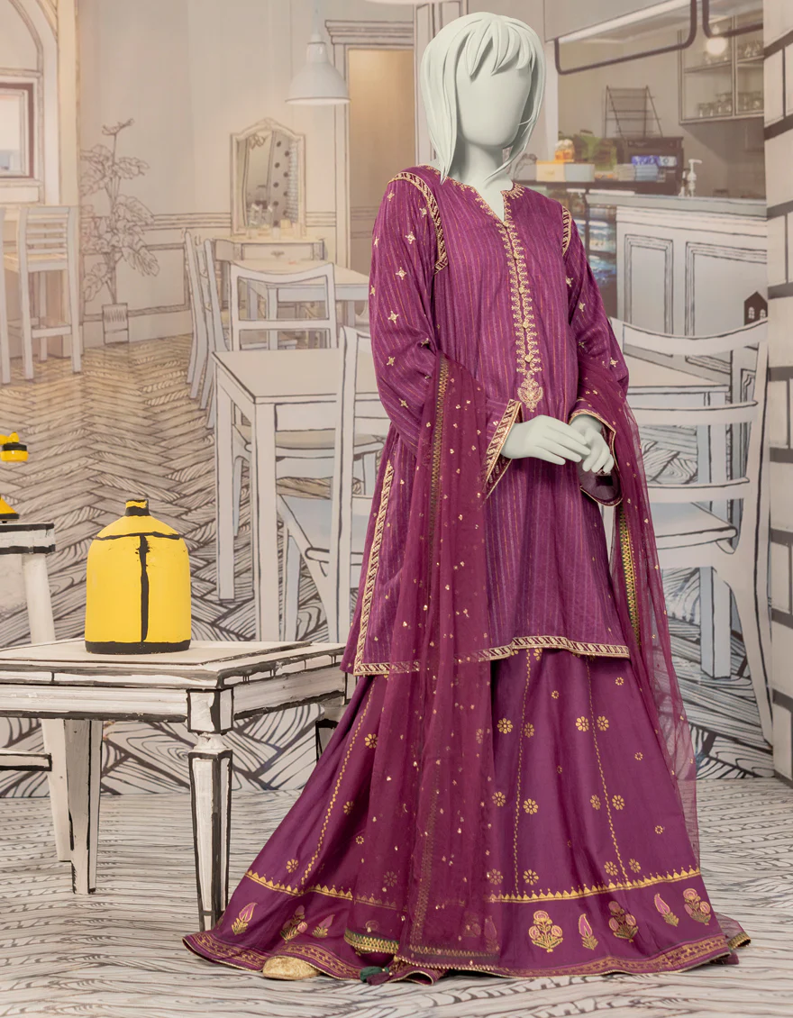 PURPLE TEXTURED 3PC STITCHED | JGK-W-YGTL-642-24 FB/RANG-E-ZARI-4