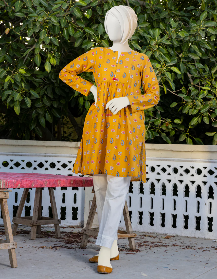 MUSTARD LAWN KURTI | JGK-YGKL-S-US-167-23 FB/IMROZ-02