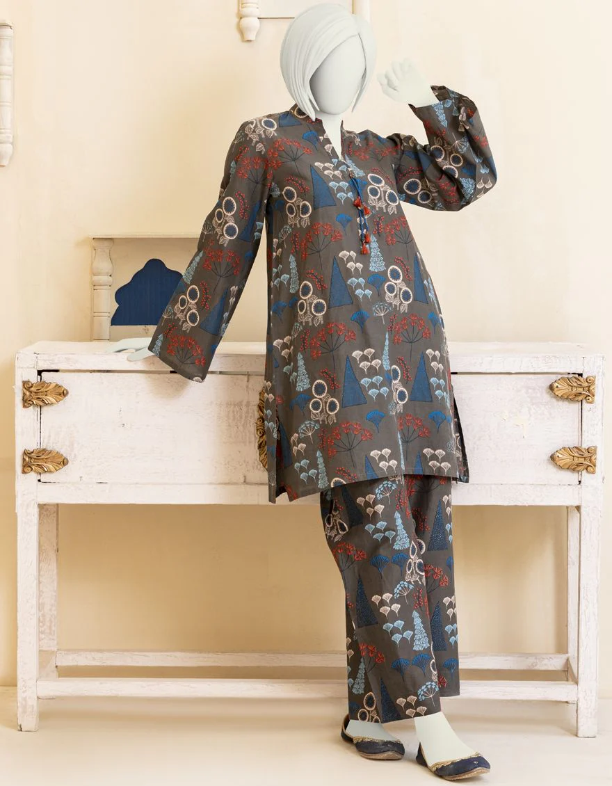 BROWN LAWN 2PC STITCHED | JGK-YGTL-S-US-405-22 FB/JUNIPER