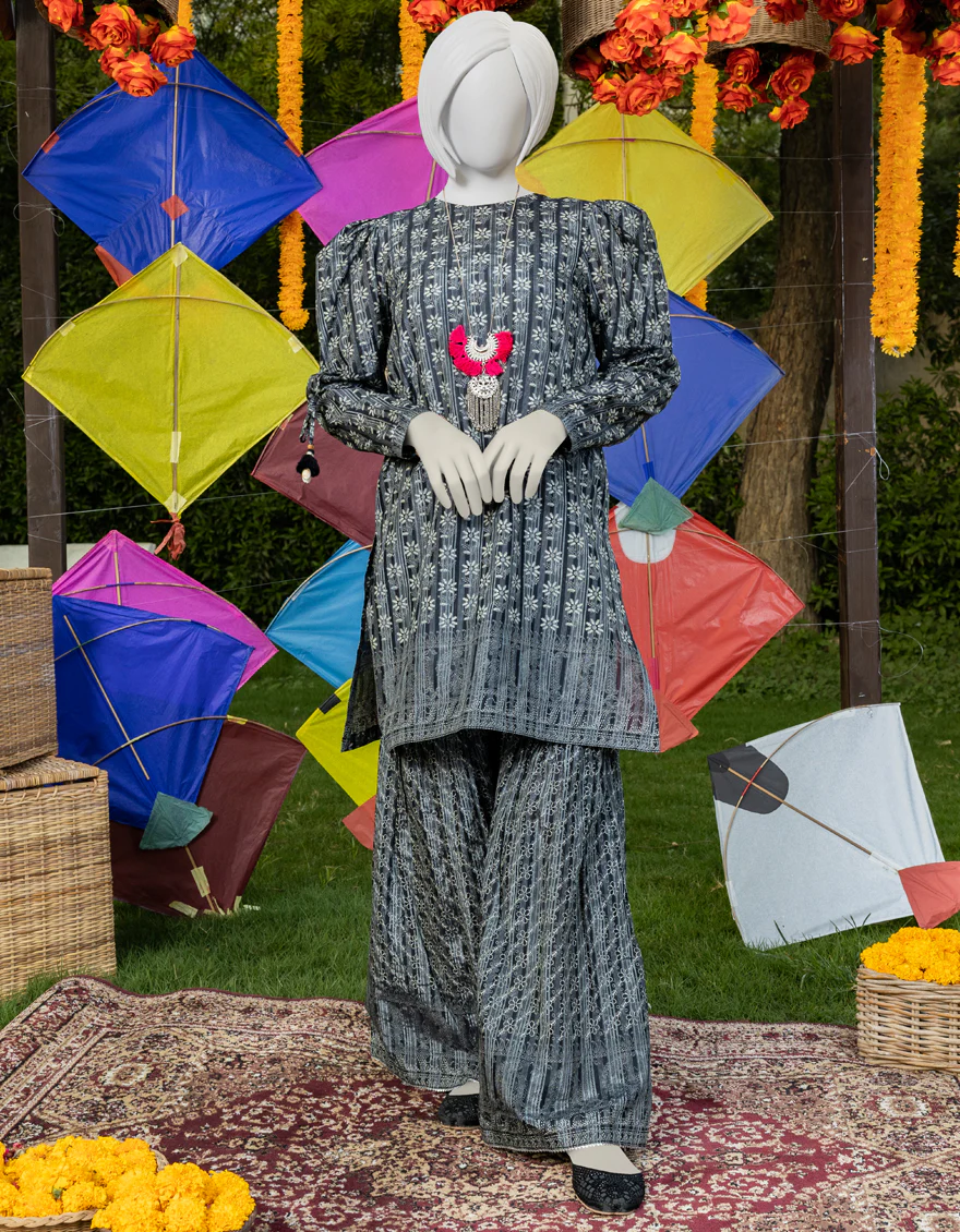 BLACK ZARI 2PC STITCHED | JGK-YGTL-S-US-413-23 FB/KANTHA-716