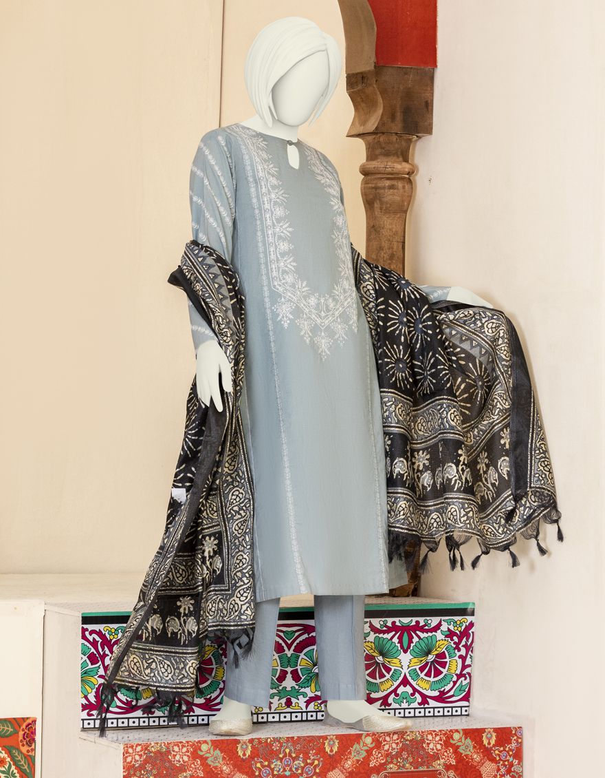 STEEL BLUE 3PC STITCHED | JGK-YGTL-S-US-603-22 FB/BATHIK