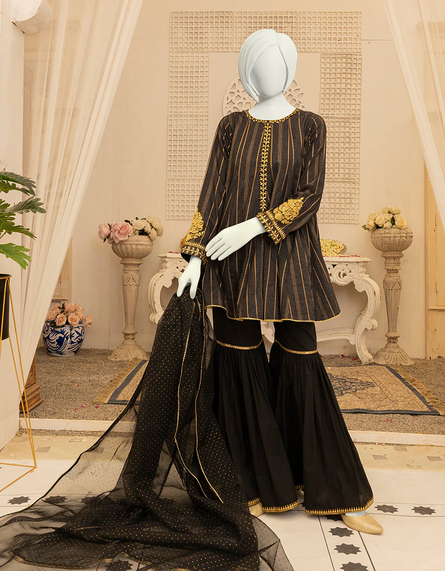BLACK JACQUARD 3PC STITCHED | JGK-YGTL-S-US-619-22 FB/KEHLANI