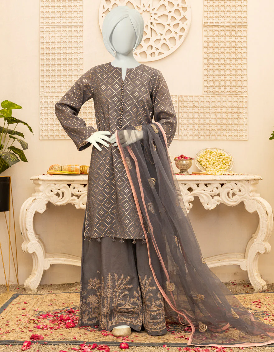 GREY JACQUARD 3PC STITCHED | JGK-YGTL-S-US-623-22 FB/LYLA