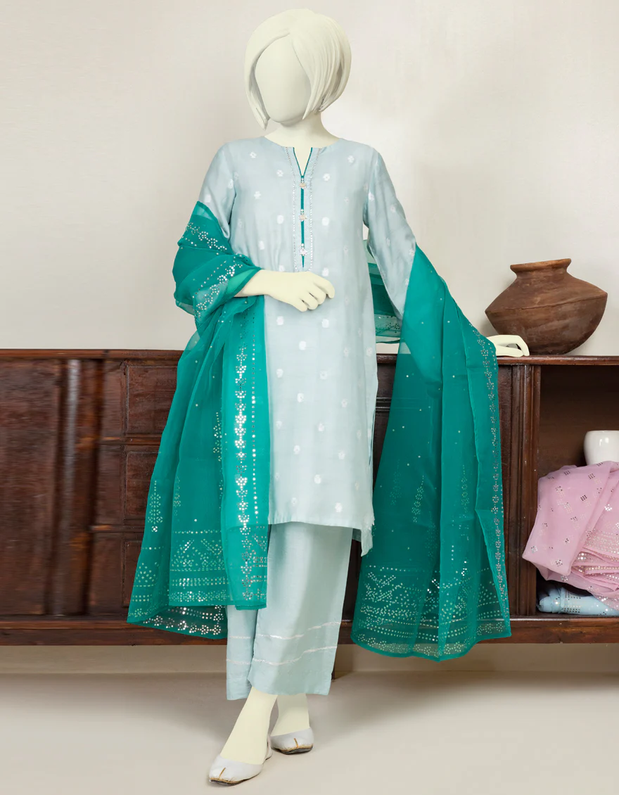 PALE BLUE TEXTURED 3PC STITCHED | JGK-YGTL-S-US-632-22 FB/NIRJARA