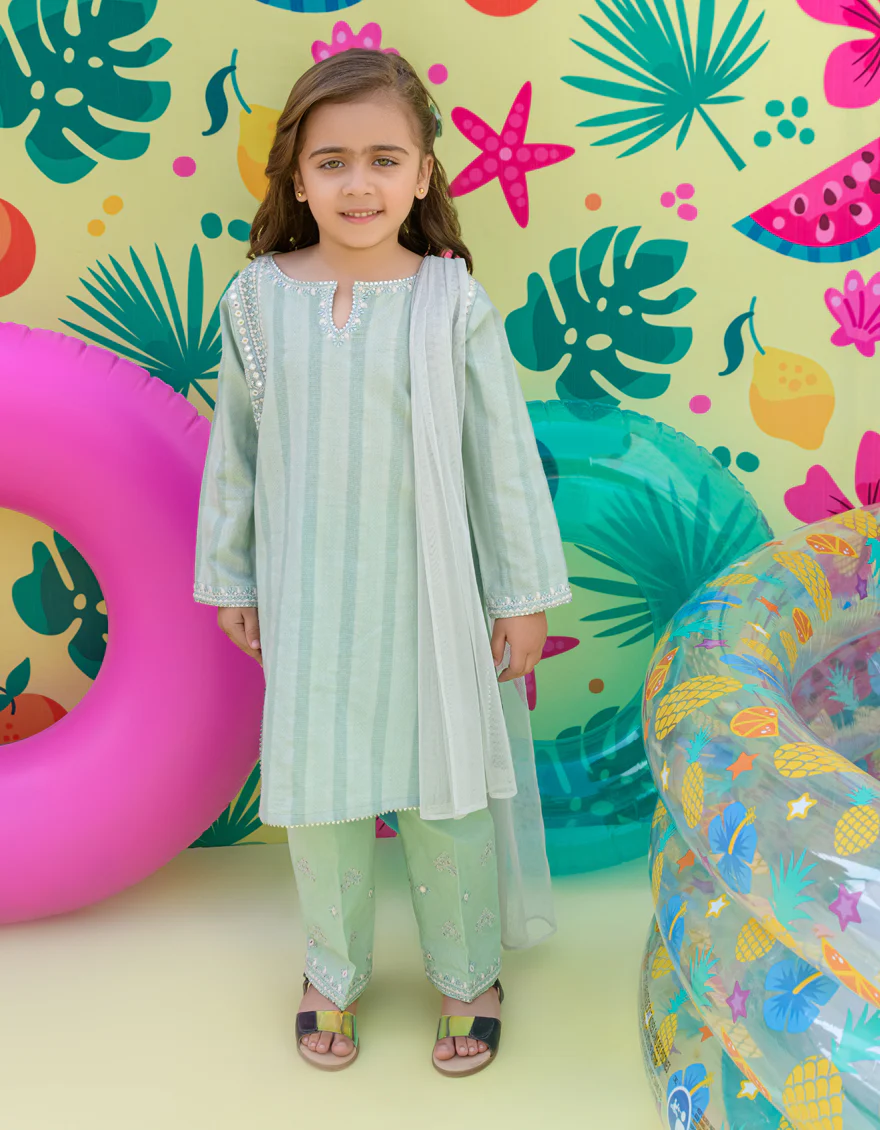 GREEN COTTON DOBBY 3PC STITCHED | JGKL-S-24-1511 FB/NA