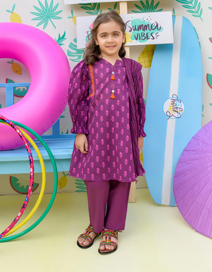 VIOLET LAWN 3PC STITCHED | JGKL-S-24-1513 FB/AS