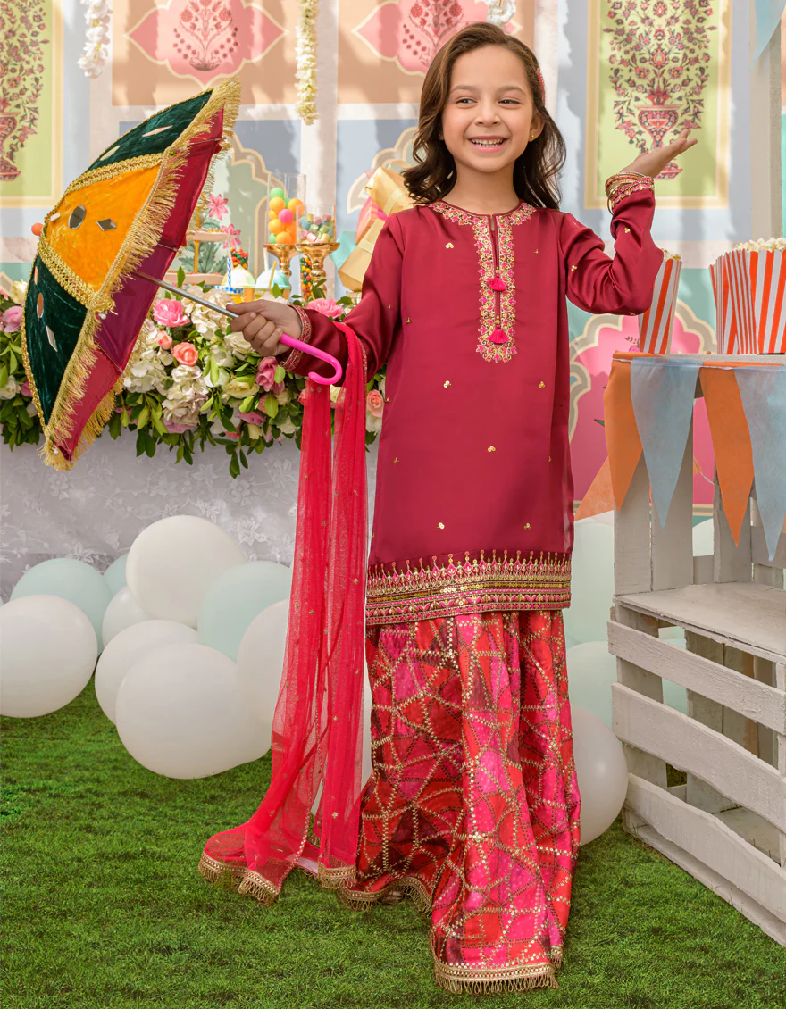 PINK RAW SILK 3PC STITCHED | JGKL-S-JJGF-US-23-006 FB/JT-891
