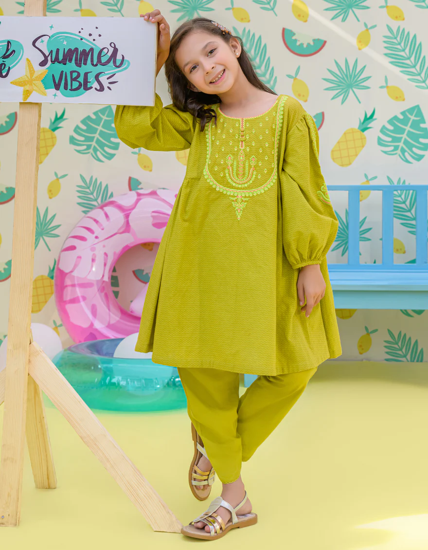 GREEN TEXTURED 2PC STITCHED | JGKL-S-JK2-24-5609 FB/NELYA-04