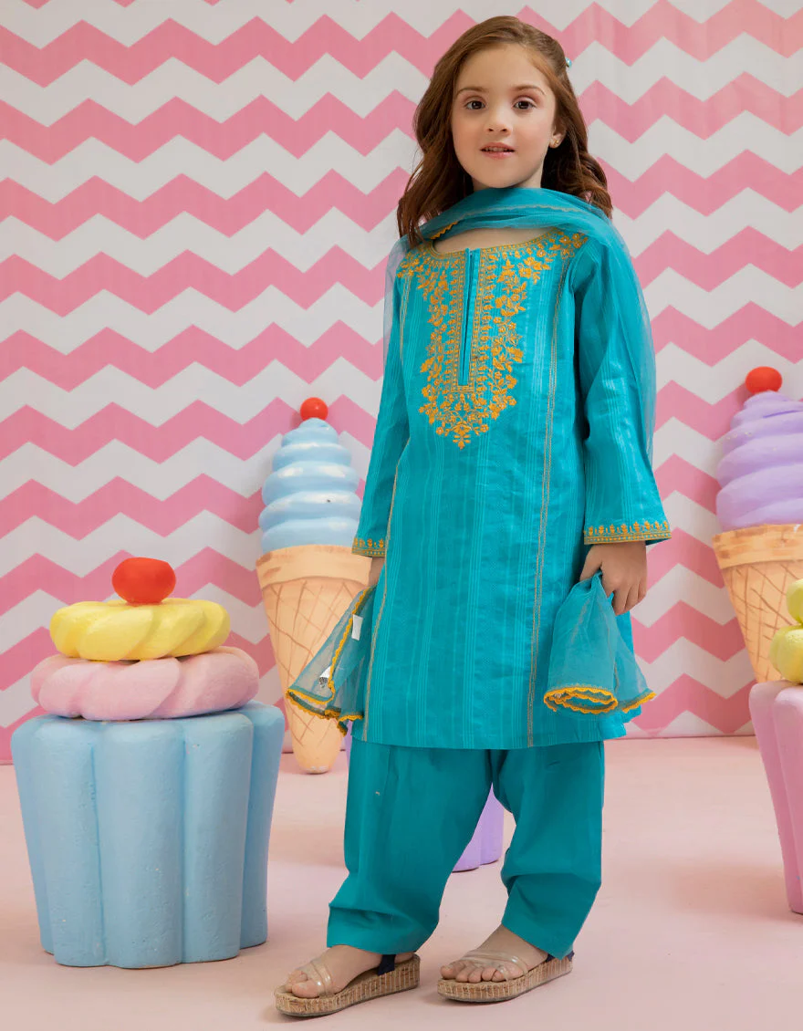 BLUE DOBBY 3PC STITCHED | JGKL-S-US-22-1512 FB/FEROZI