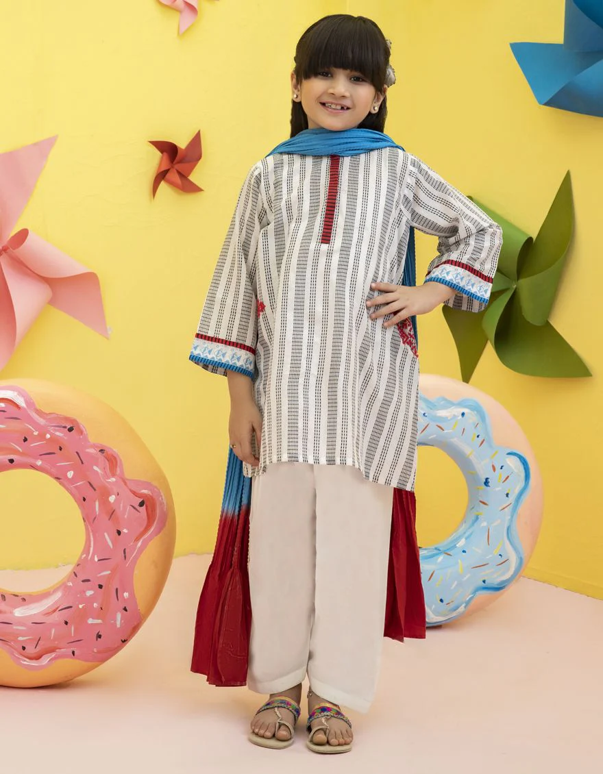 WHITE LAWN 3PC STITCHED | JGKL-S-US-22-1513 FB/SURMAI