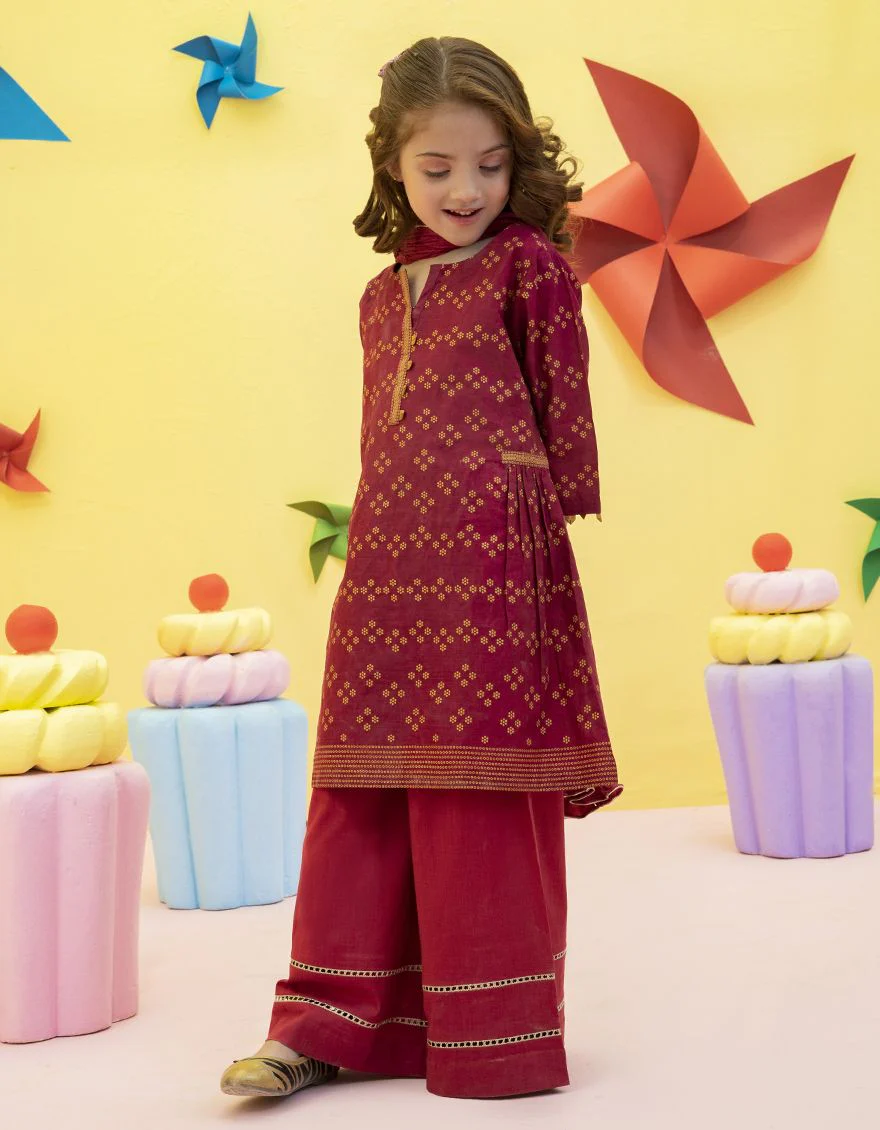 MAROON LAWN 3PC STITCHED | JGKL-S-US-22-1522 FB/TALAI