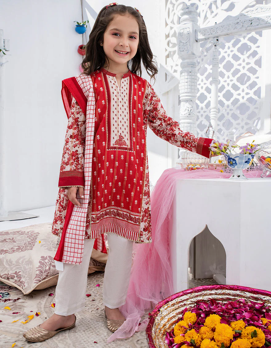 RED ZARI 3PC STITCHED | JGKL-S-US-22-1533 FB/PHOOL