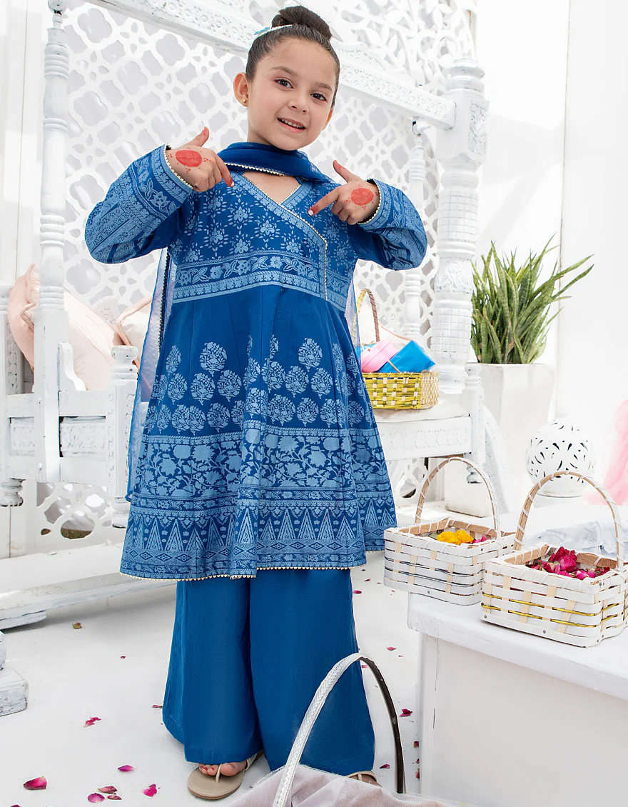 BLUE LAWN 3PC STITCHED | JGKL-S-US-22-1540 FB/GRENERY