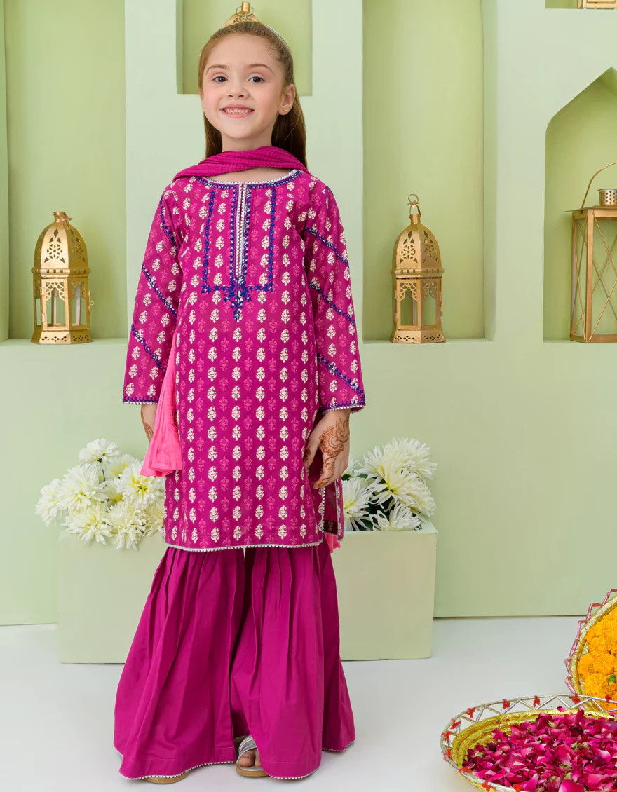 PINK LAWN 3PC STITCHED | JGKL-S-US-23-1548 FB/CARMELLIA-721