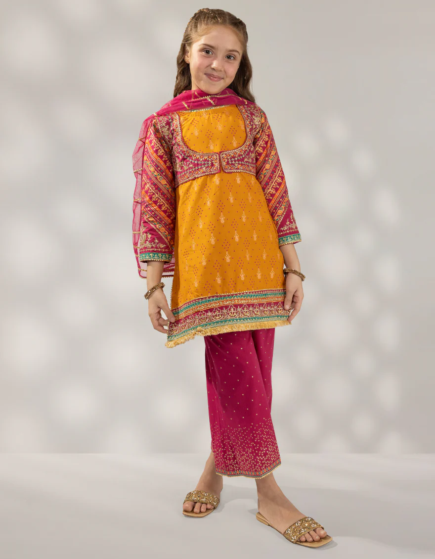 MUSTARD LAWN SILK 3PC STITCHED | JGKL-W-JGF-25-1921 FB/SHIREEN-1