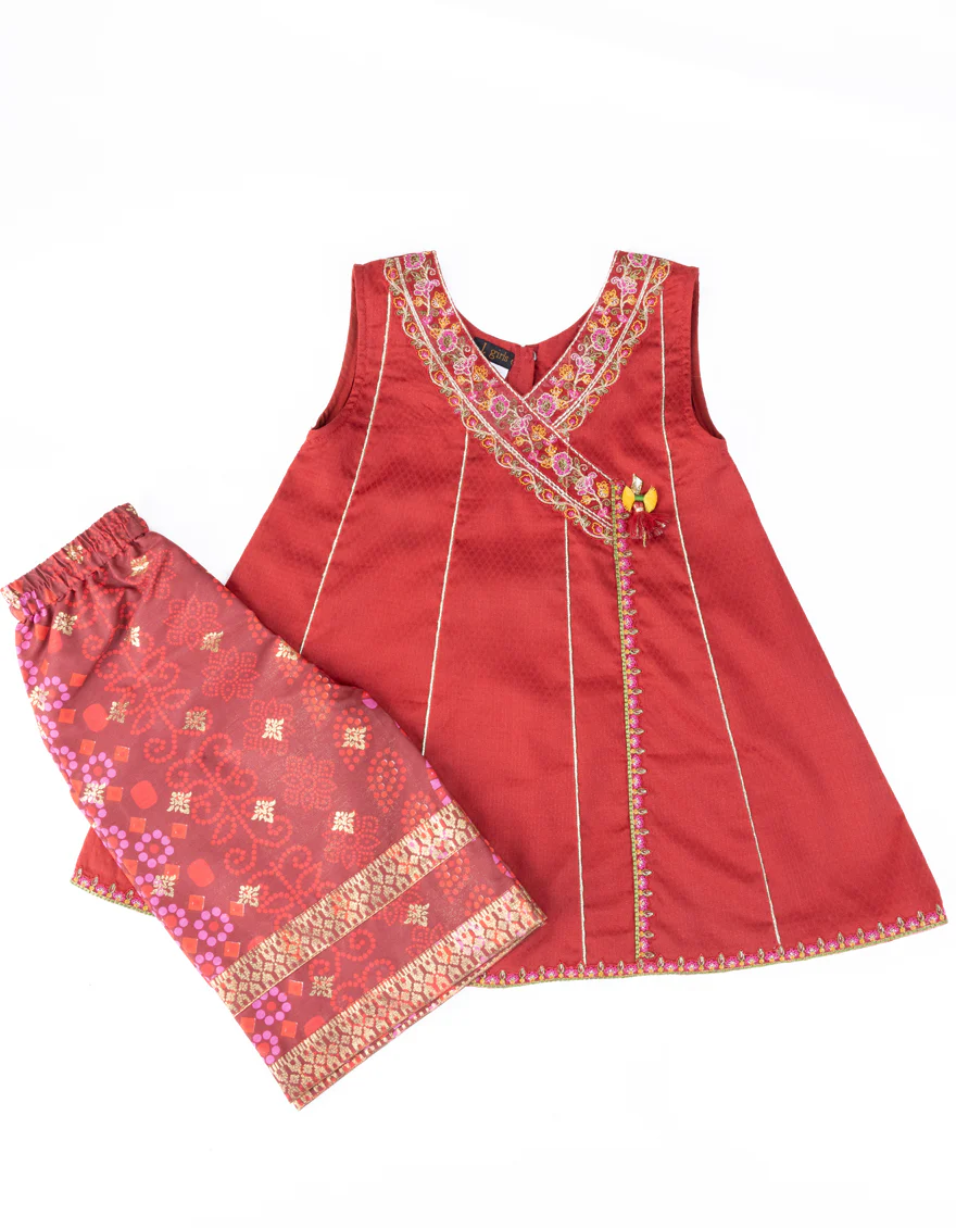 RED DOBBY 2PC STITCHED | JGKL-W-JK2-24-5654 FB/RANI-I-01