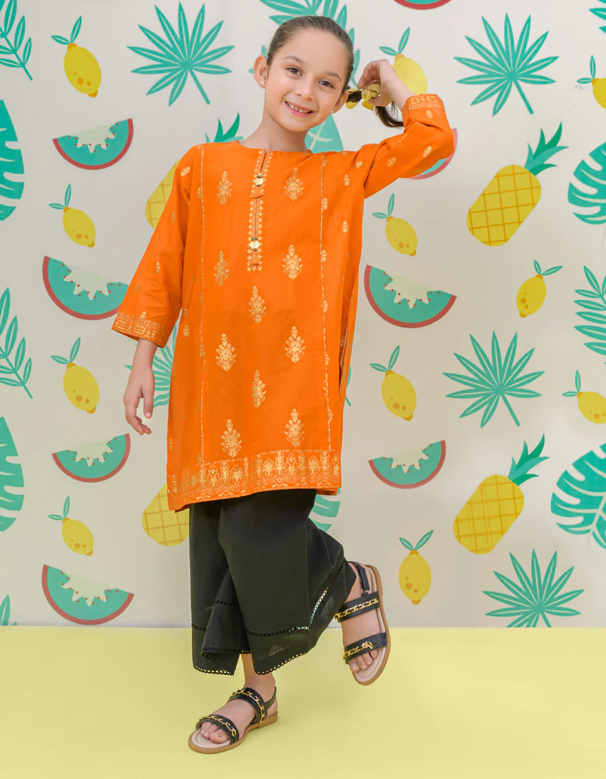ORANGE CAMBRIC KURTI | JGLK-S-24-2512 FB/GLITTERS-3