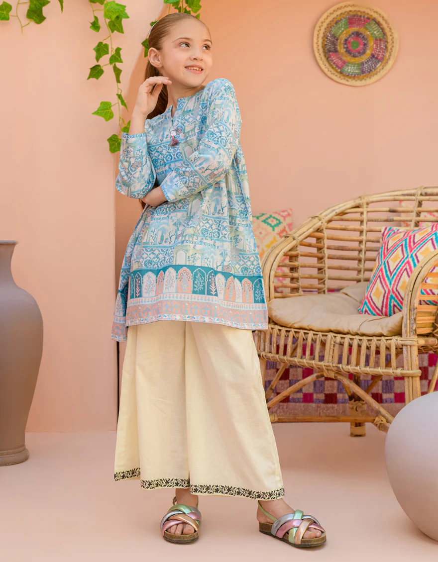 BLUE LAWN KURTI | JGLK-S-24-2522 FB/CHAND-BALI-03