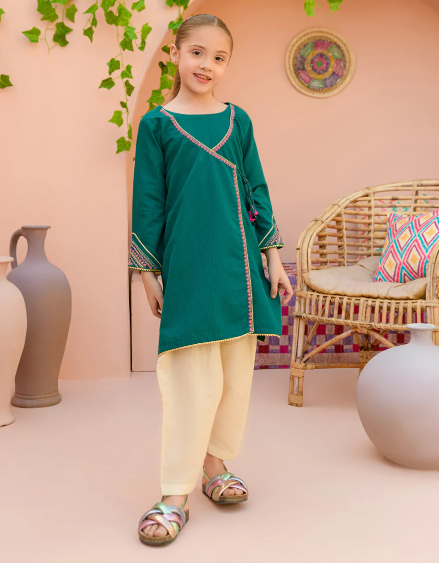 GREEN TEXTURED KURTI | JGLK-S-24-2525 FB/FESTIVE-03
