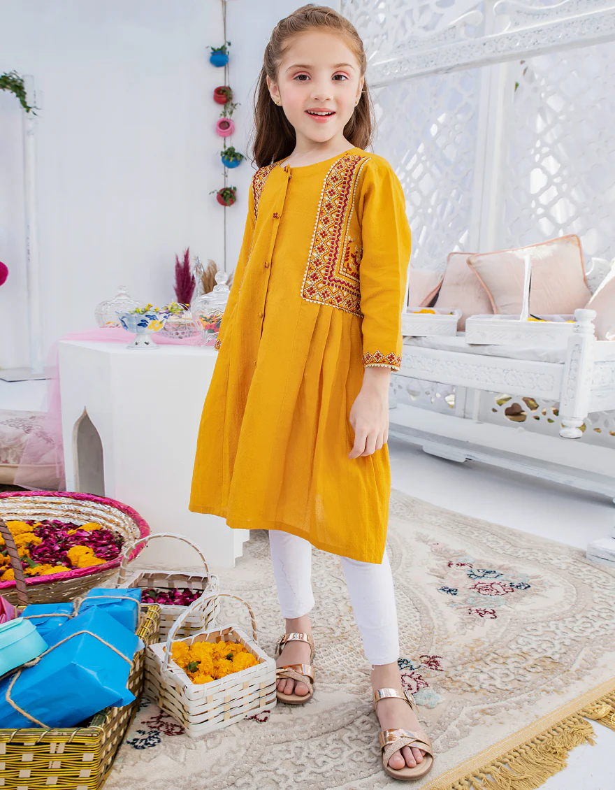 YELLOW TEXTURED KURTI | JGLK-S-US-22-2523 FB/YELLOW-210