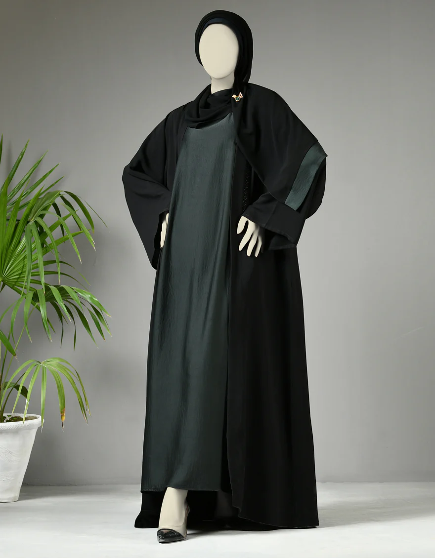 BLACK ABAYA | JJAB-22-018 FB/DOBBY