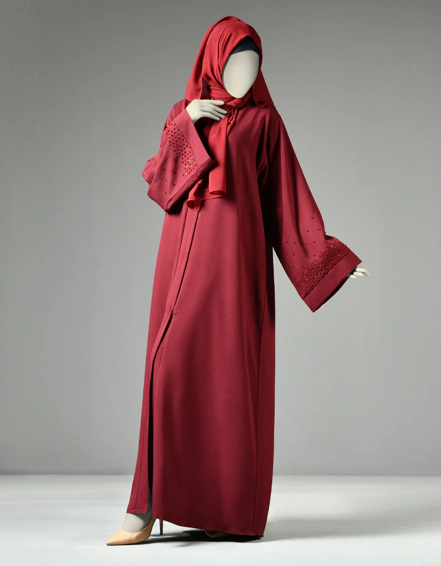 RED ABAYA | JJAB-22-025 FB/CRAPE
