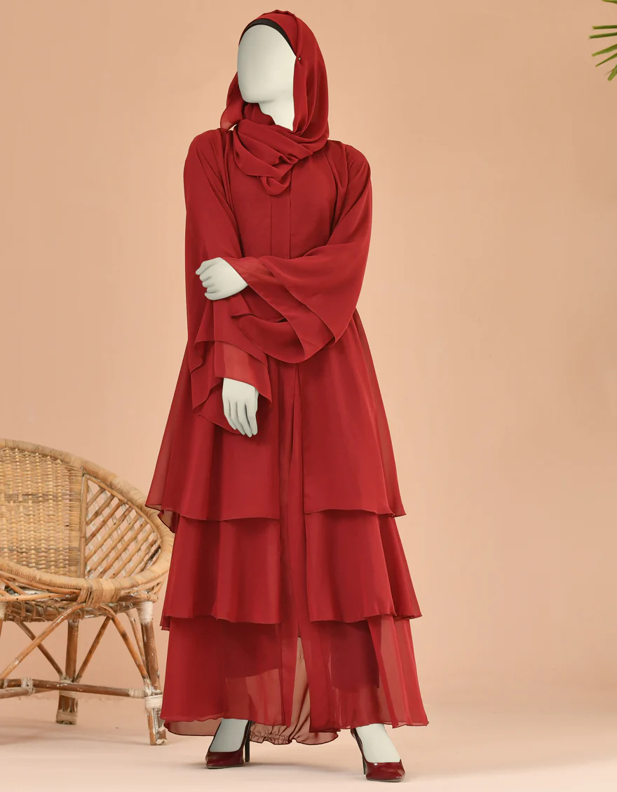 MAROON ABAYA | JJAB-US-22-035 FB/GEORGETTE