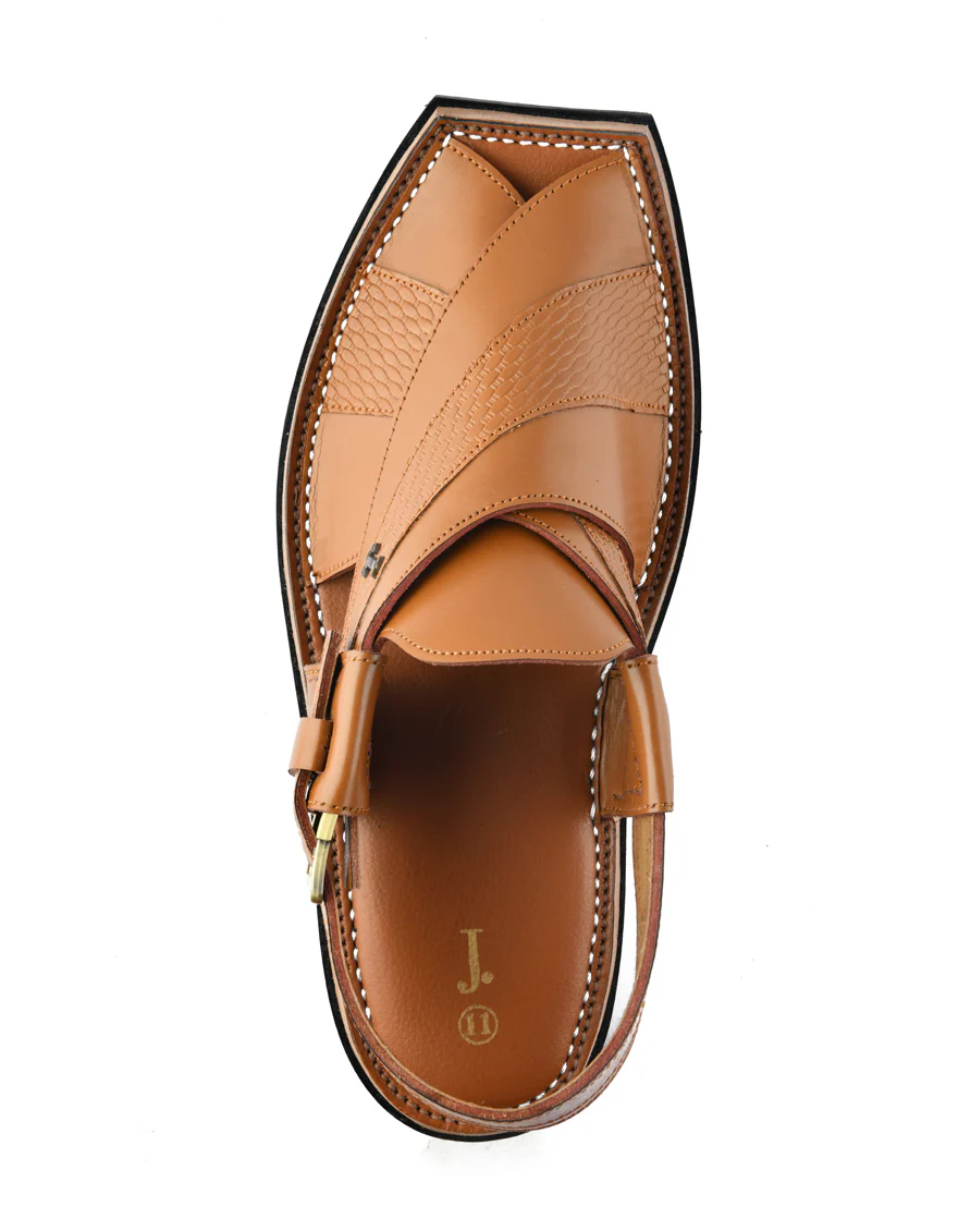 BROWN TEXTURED PESHAWARI SANDALS | JJFW-JPC-11481/S24-A