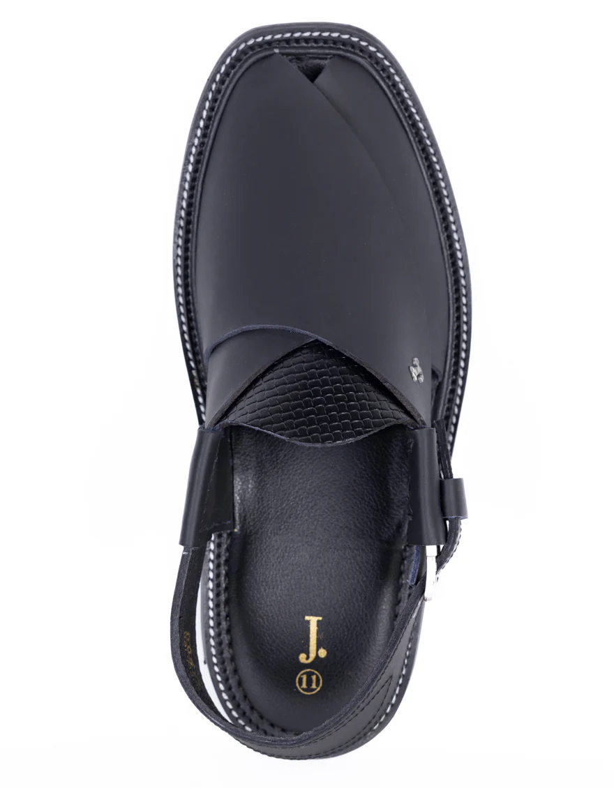 MATT BLACK PESHAWARI SANDALS | JJFW-JPC-11500/S25-H