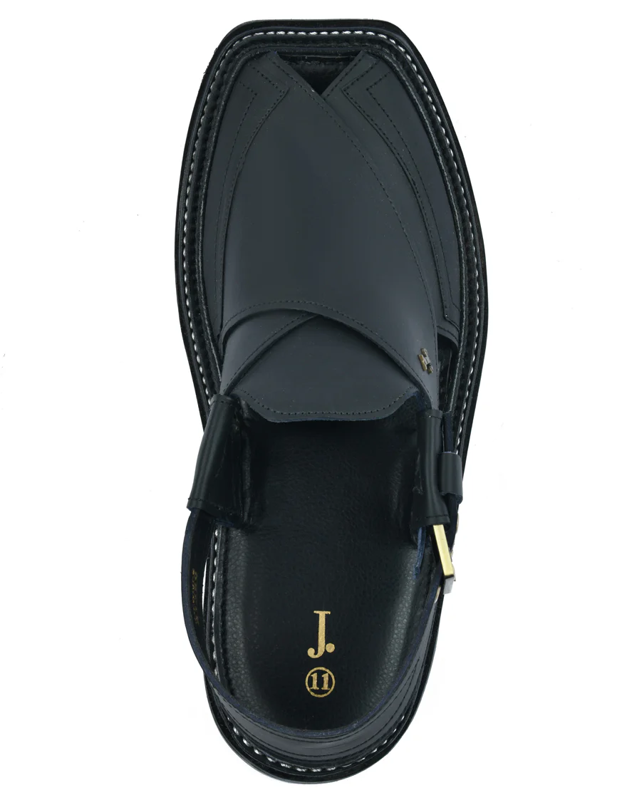 BLACK HIGH CHROME PESHAWARI SANDALS | JJFW-JPC-21350/S24-A - Image 3