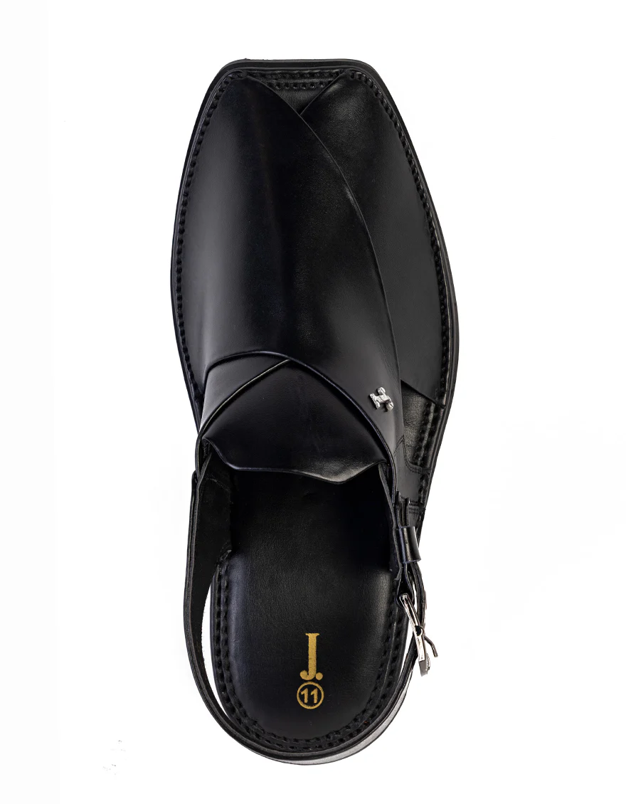 BLACK PESHAWARI SANDALS | JJFW-JPC-4023/S25-SC-PLN