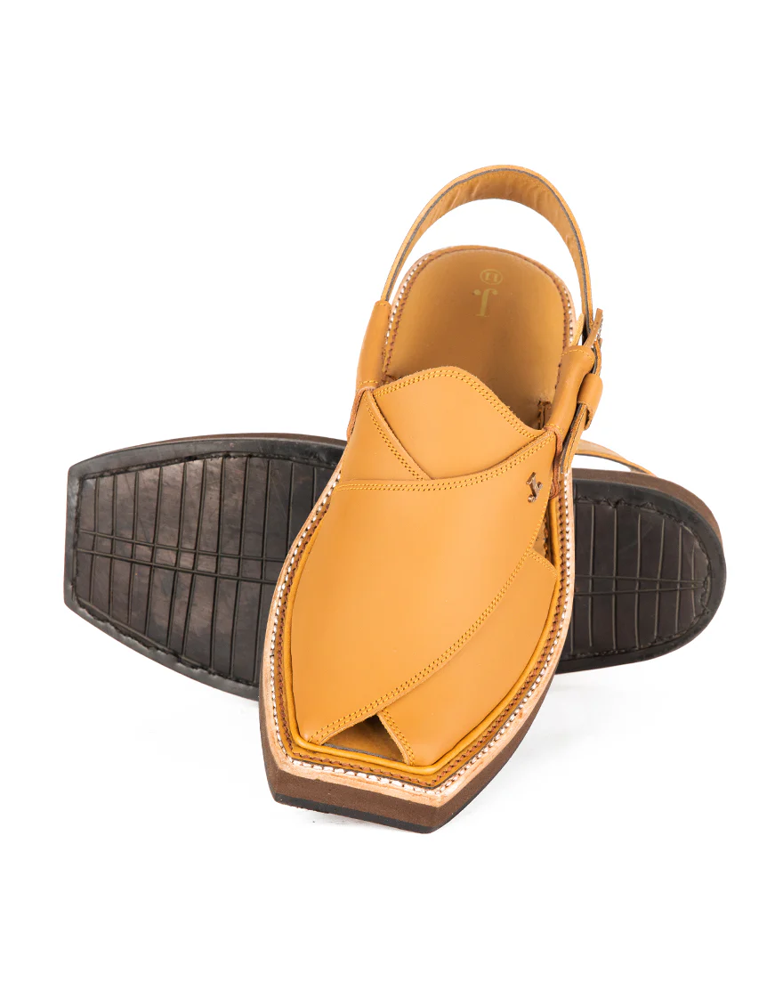 MUSTARD PLAIN PESHAWARI SANDALS | JJFW-JPC-US-031-KC-R1/S22-ZA-PLN