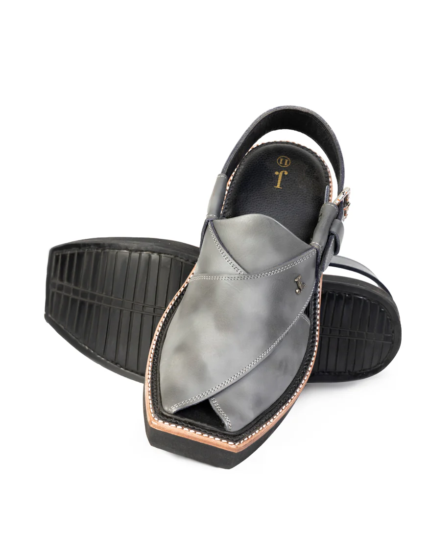 GREY PLAIN PESHAWARI SANDALS | JJFW-JPC-US-055-KC/S23-ZA-PLN