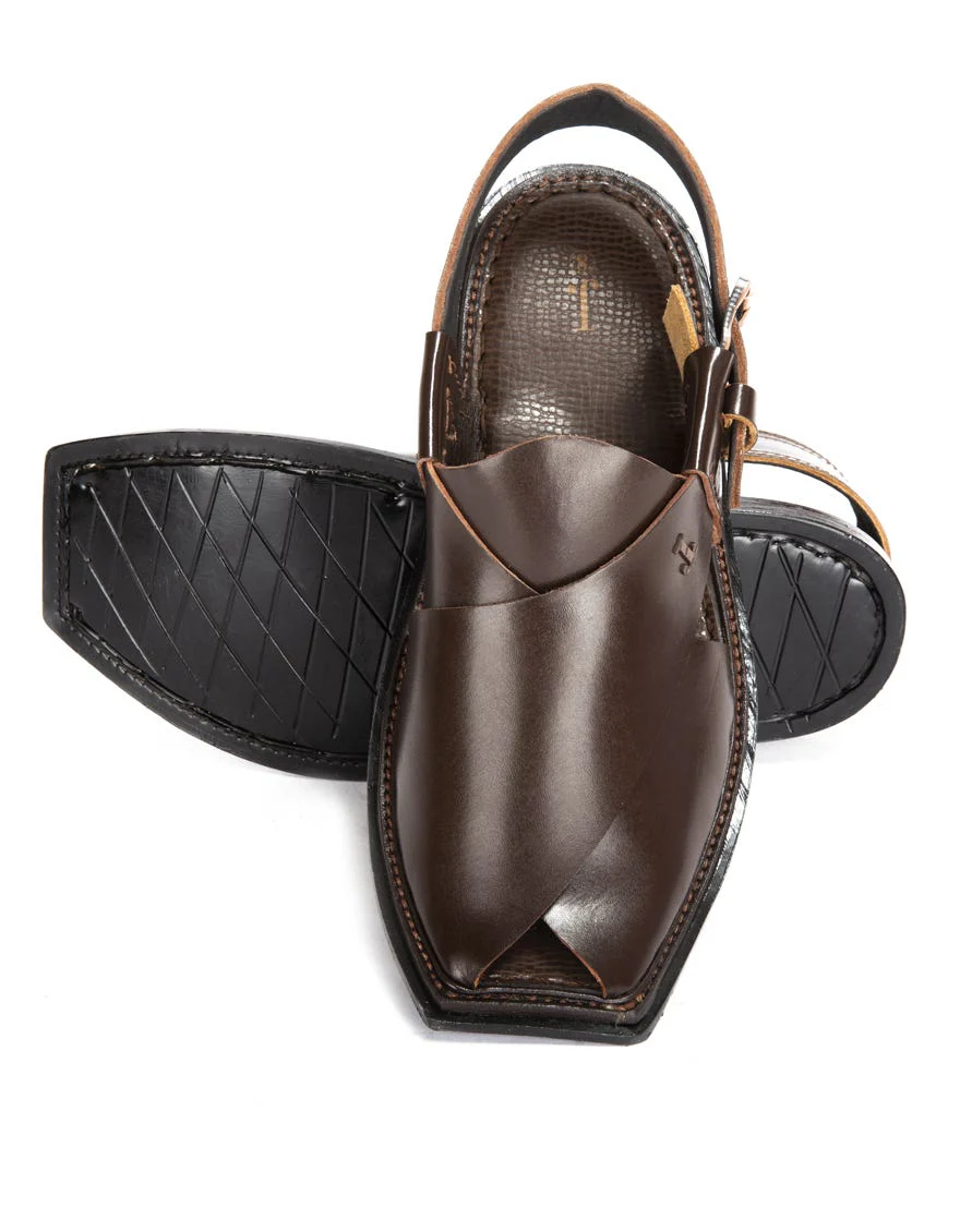DARK BROWN PESHAWARI SANDALS | JJFW-JPC-US-11277-R1/S21-ZU-PLN
