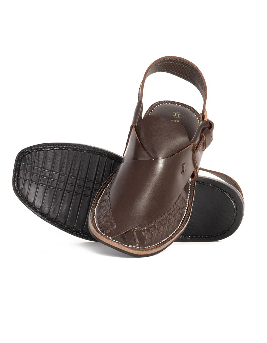 CHOCOLATE BROWN PESHAWARI SANDALS | JJFW-JPC-US-11401/S22-AB-TXT