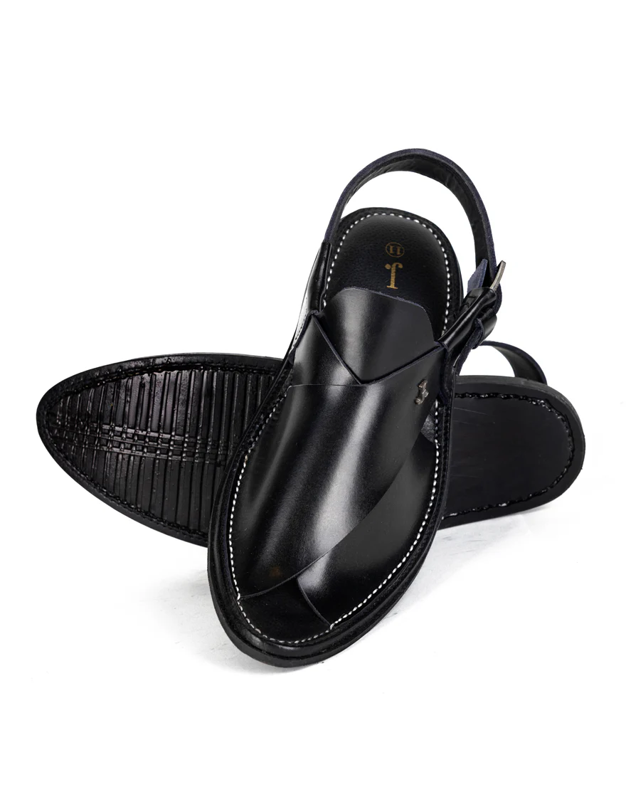BLACK PESHAWARI SANDALS | JJFW-JPC-US-11426/S23-RM-PLN