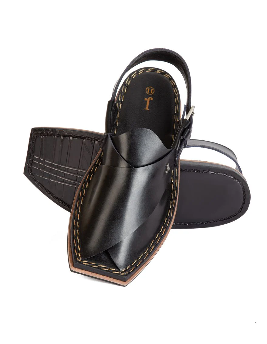 BLACK PESHAWARI SANDALS | JJFW-JPC-US-21229/S19-NI-PLN