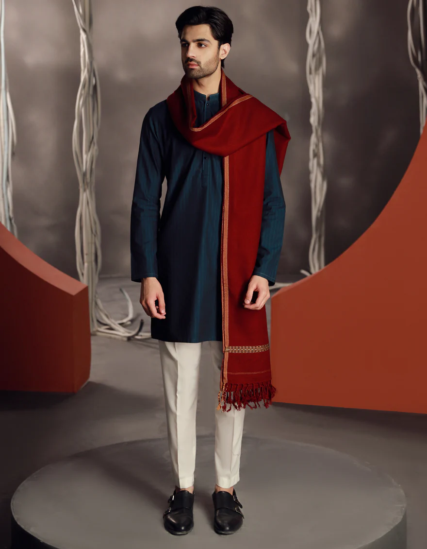 RED ACRYLIC SHAWL | JJID-SHAWL-9790/S24/JJ9790/F