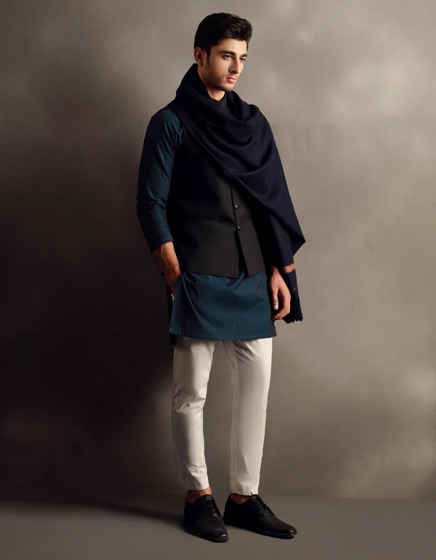 BLUE ACRYLIC SHAWL | JJID-SHAWL-9790/S24/JJ9790/H