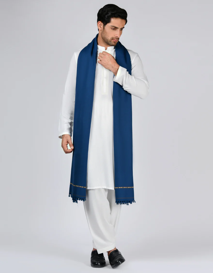 NAVY BLUE ACRYLIC SHAWL | JJID-SHAWL-US-9292/S23/JJ-9292E