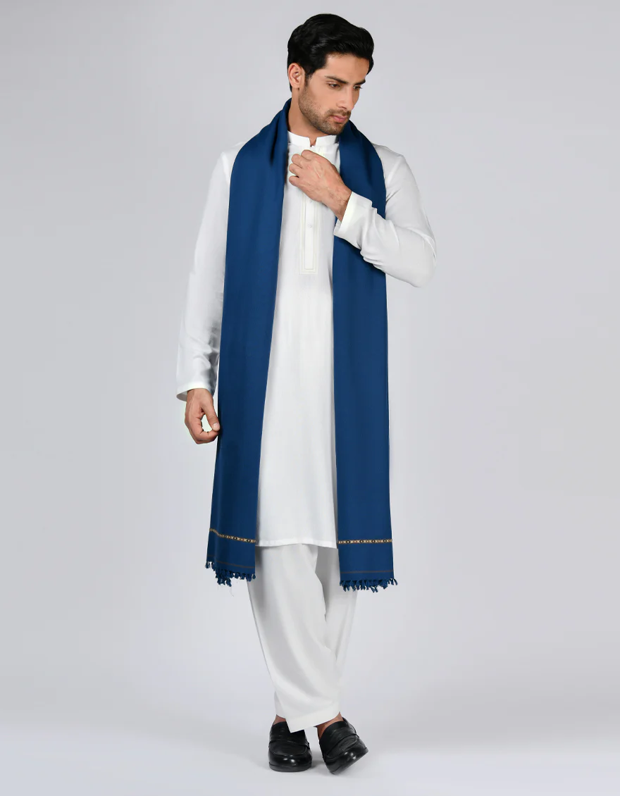 NAVY BLUE ACRYLIC SHAWL | JJID-SHAWL-W-10857/S25/JJ10857/H
