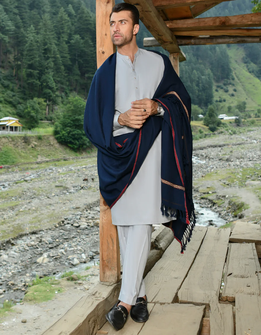 NAVY BLUE SHAWL | JJID-SHW-US-20-0005 FB/MEN'S DUSSA