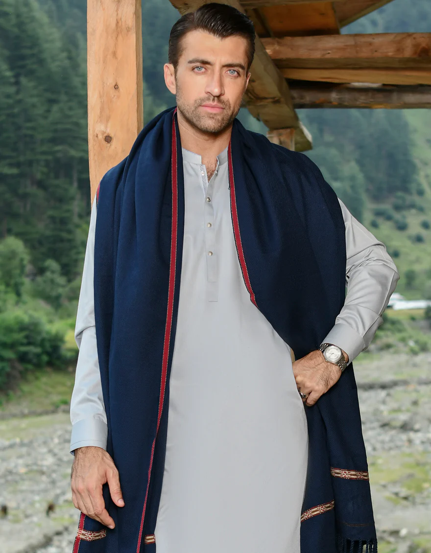 NAVY BLUE SHAWL | JJID-SHW-US-20-0005 FB/MEN'S DUSSA - Image 2