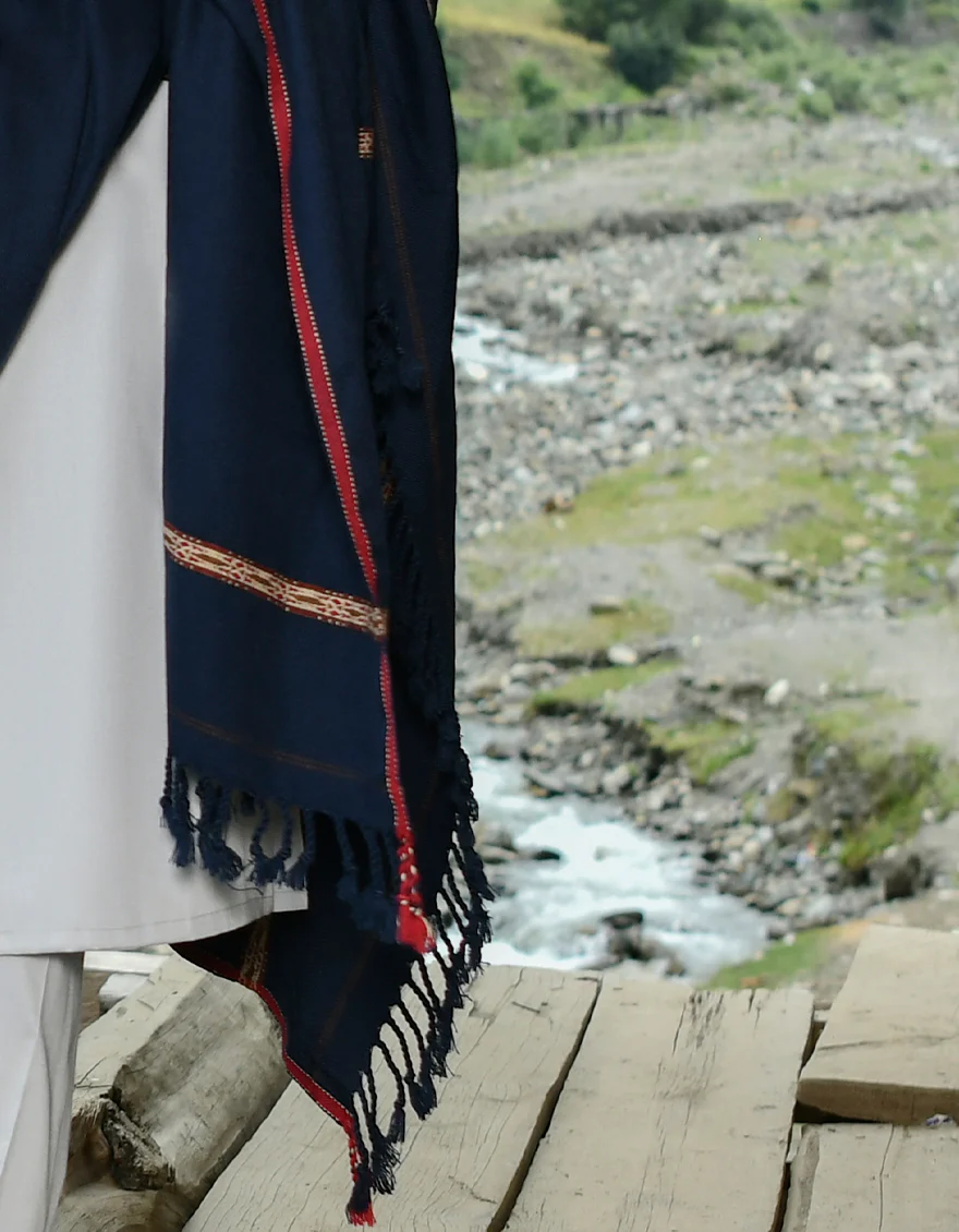 NAVY BLUE SHAWL | JJID-SHW-US-20-0005 FB/MEN'S DUSSA - Image 4