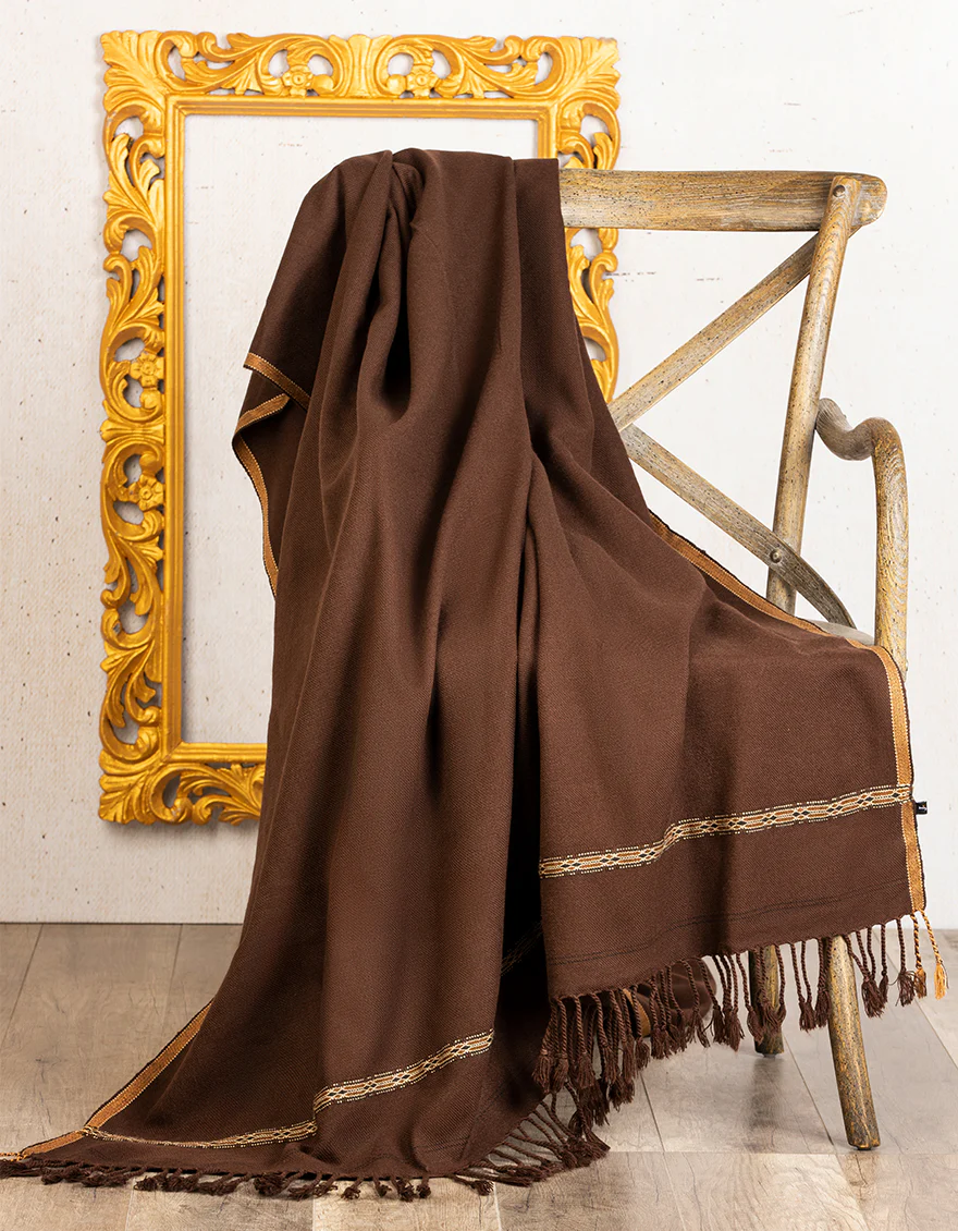 DARK BROWN SHAWL | JJID-SHW-US-21-0003 FB/DUSSA SHAWL-DARK BROWN