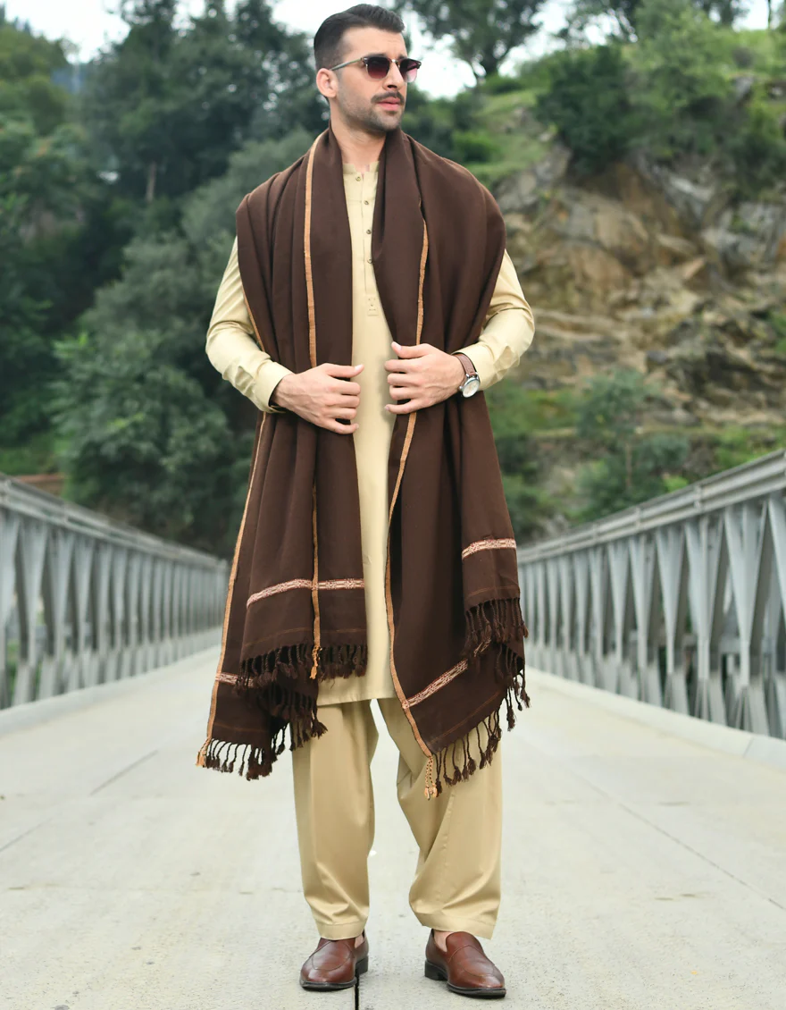 DARK BROWN SHAWL | JJID-SHW-US-22-0004 FB/DUSSA SHAWL-DARK BROWN