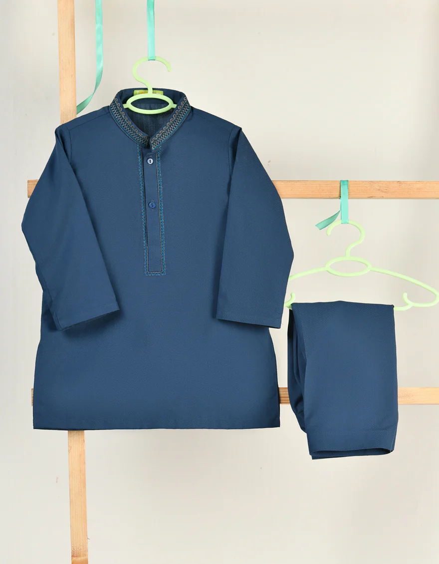 TEAL BLUE BLENDED KAMEEZ SHALWAR | JJIKS-A-34844/S24/JJ9374-SF