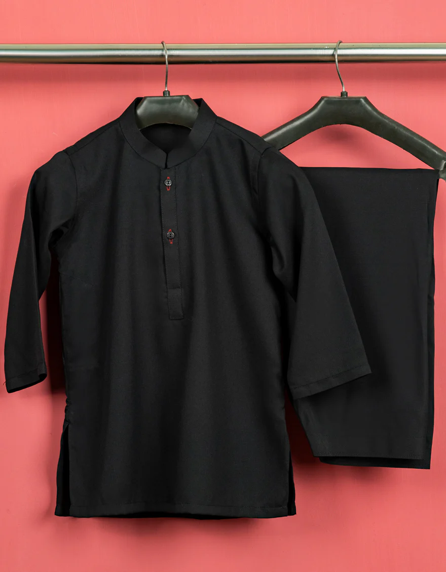 BLACK BLENDED KAMEEZ SHALWAR | JJIKS-A-35836-R8-AP/S24/JJ9364-PN