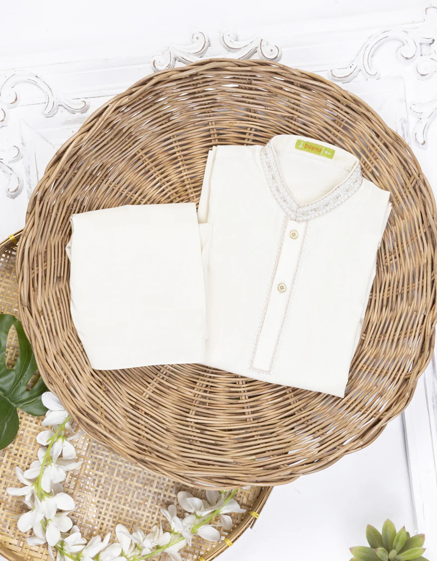 WHITE BLENDED KAMEEZ SHALWAR | JJIKS-A-39077/S24/JJ9235-SF